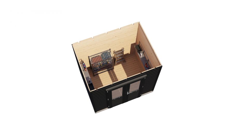 Lugarde Select Prima Beverwijk tuinhuis 240x180 cm 28 mm vuren zwartgrijs gebeitst