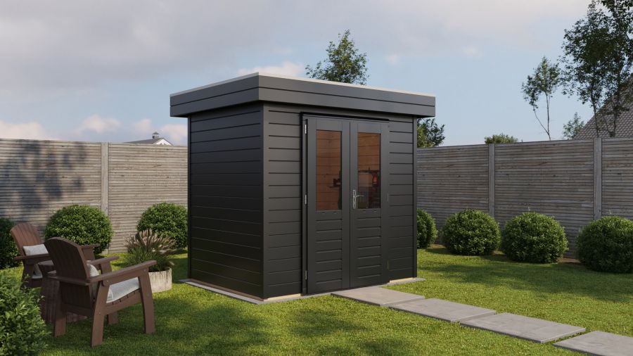 Lugarde Select Prima Beverwijk tuinhuis 240x180 cm 28 mm vuren zwartgrijs gebeitst