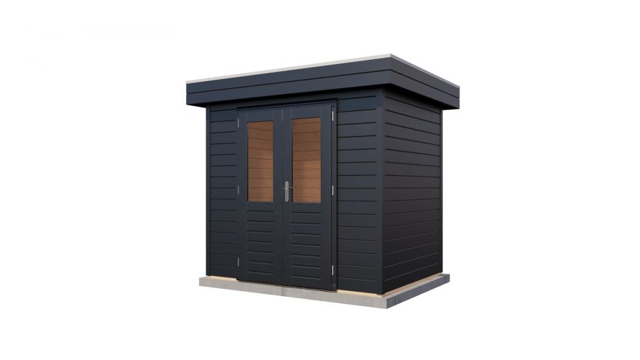 Lugarde Select Prima Beverwijk tuinhuis 240x180 cm 28 mm vuren zwartgrijs gebeitst