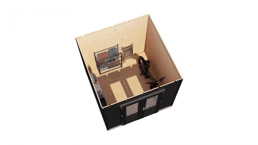 Lugarde Select Prima Delft tuinhuis 240x240 cm 28 mm vuren zwartgrijs gebeitst