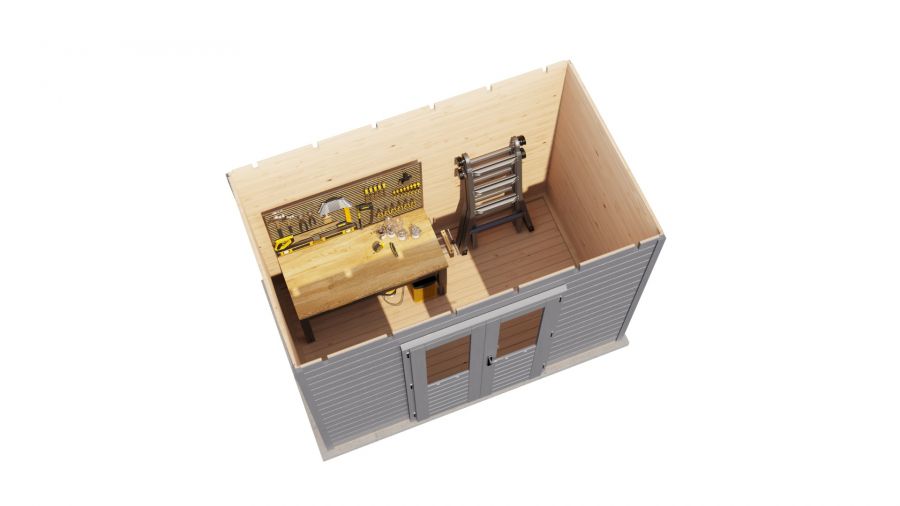 Lugarde Select Prima Eindhoven tuinhuis 300x180 cm 28 mm vuren grijs gebeitst