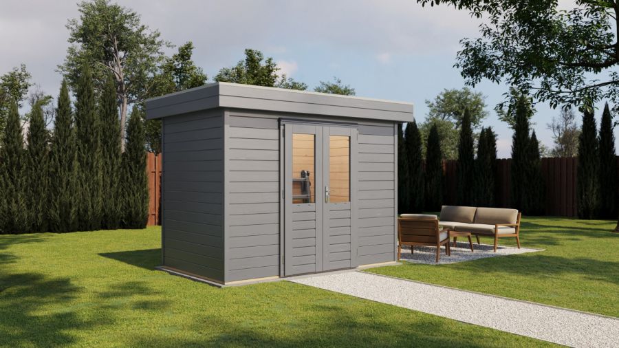 Lugarde Select Prima Eindhoven tuinhuis 300x180 cm 28 mm vuren grijs gebeitst