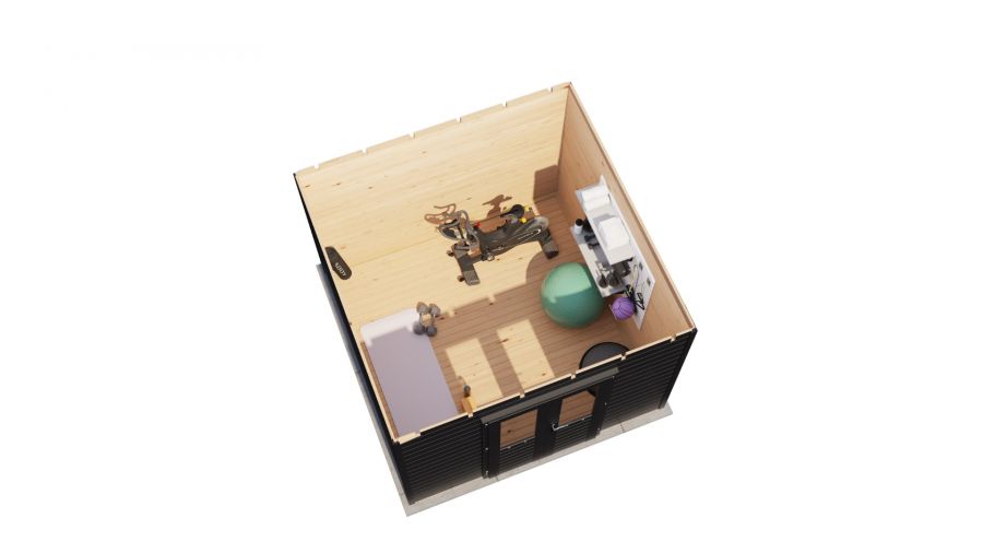 Lugarde Select Prima Haarlem tuinhuis 300x300 cm 44 mm vuren grijs gebeitst