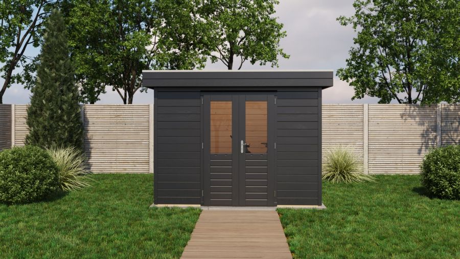 Lugarde Select Prima Haarlem tuinhuis 300x300 cm 44 mm vuren grijs gebeitst