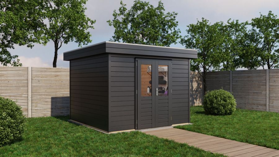 Lugarde Select Prima Haarlem tuinhuis 300x300 cm 44 mm vuren grijs gebeitst