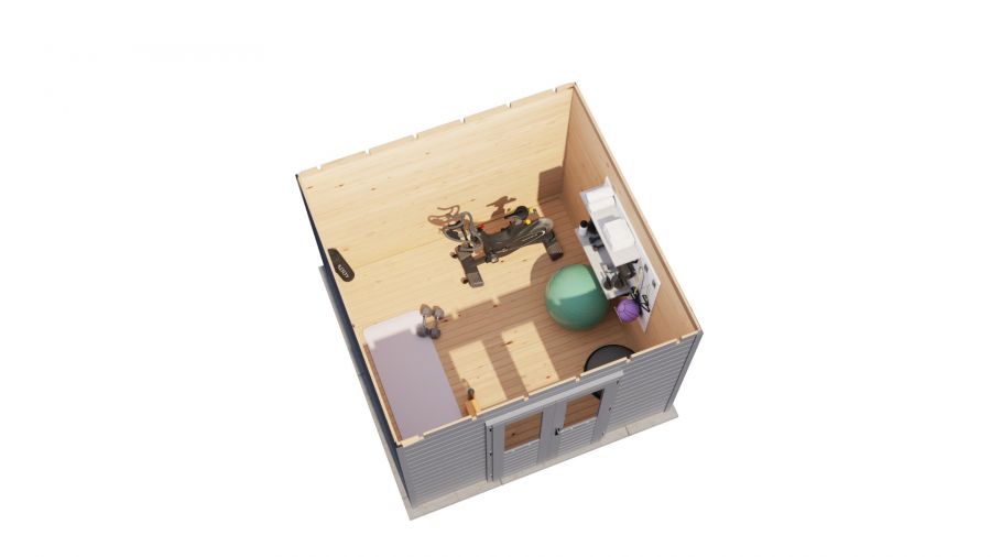 Lugarde Select Prima Haarlem tuinhuis 300x300 cm 44 mm vuren zwartgrijs gebeitst