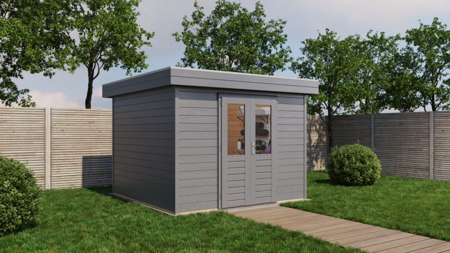 Lugarde Select Prima Haarlem tuinhuis 300x300 cm 44 mm vuren zwartgrijs gebeitst