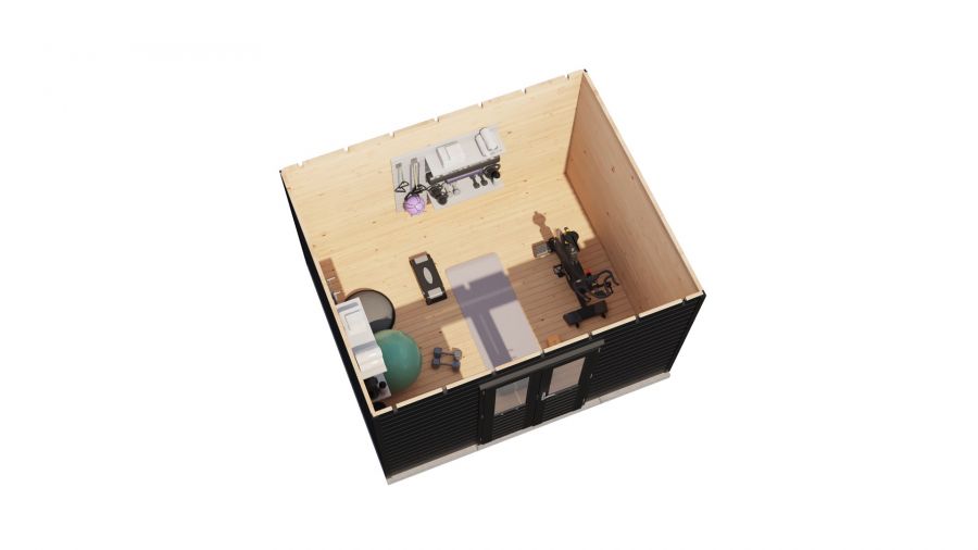 Lugarde Select Prima Heerlen tuinhuis 360x300 cm 44 mm vuren zwartgrijs gebeitst