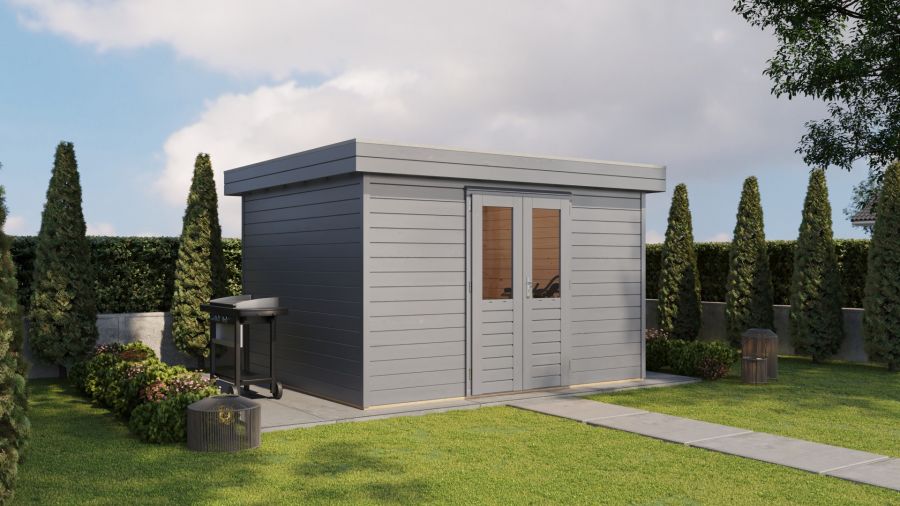 Lugarde Select Prima Heerlen tuinhuis 360x300 cm 44 mm vuren grijs gebeitst