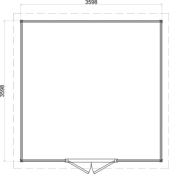 Lugarde Select Prima Helmond tuinhuis 360x360 cm 44 mm vuren blank