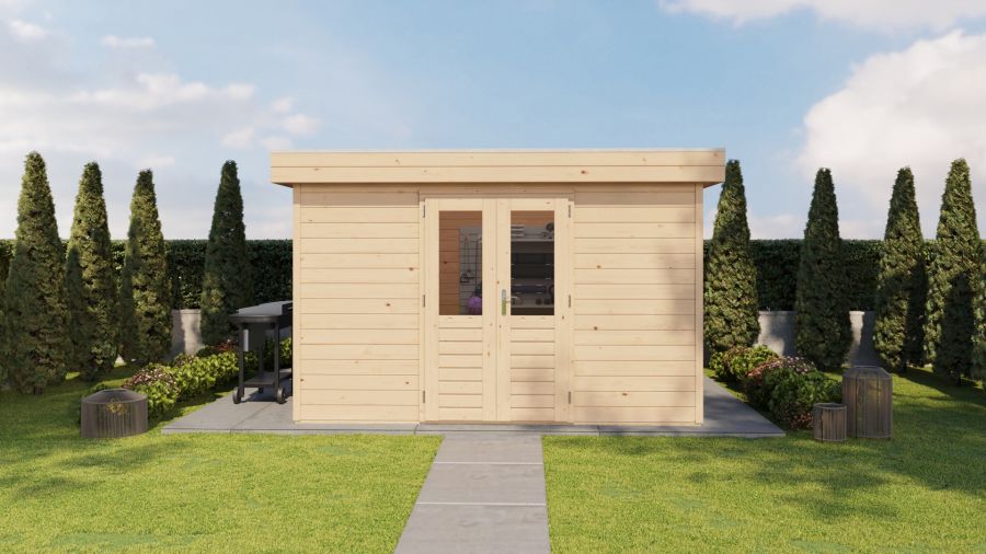 Lugarde Select Prima Helmond tuinhuis 360x360 cm 44 mm vuren blank