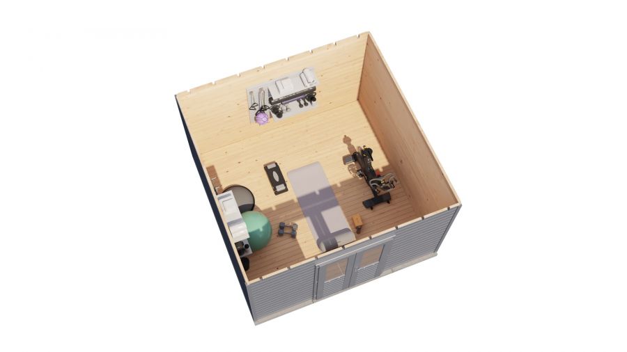 Lugarde Select Prima Helmond tuinhuis 360x360 cm 44 mm vuren grijs gebeitst