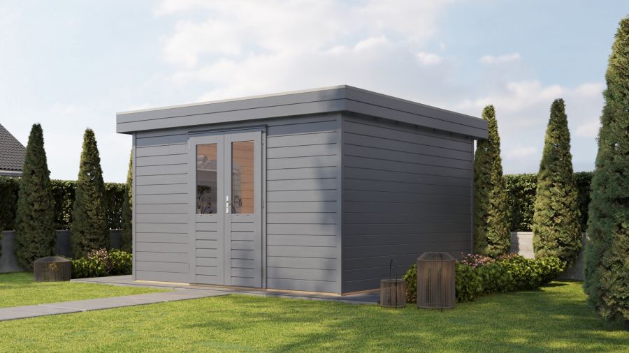 Lugarde Select Prima Helmond tuinhuis 360x360 cm 44 mm vuren grijs gebeitst