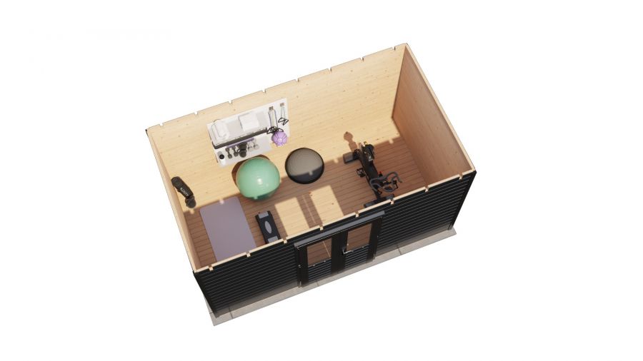 Lugarde Select Prima Heerenveen tuinhuis 420x240 cm 44 mm vuren zwartgrijs gebeitst