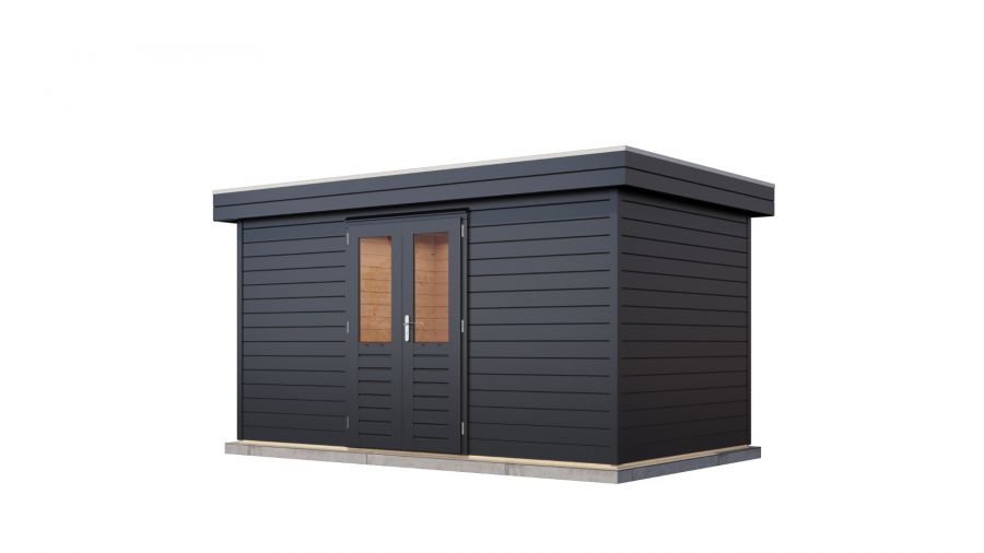 Lugarde Select Prima Heerenveen tuinhuis 420x240 cm 44 mm vuren zwartgrijs gebeitst