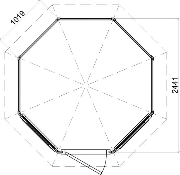 Lugarde Select Prima Zaandam tuinhuis Ø250 cm 28 mm vuren blank