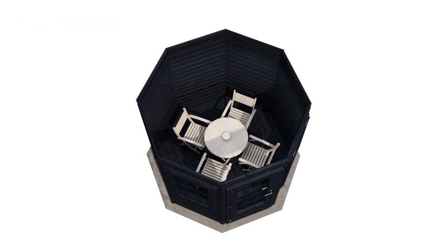 Lugarde Select Prima Zaandam tuinhuis Ø250 cm 28 mm vuren zwart geolied