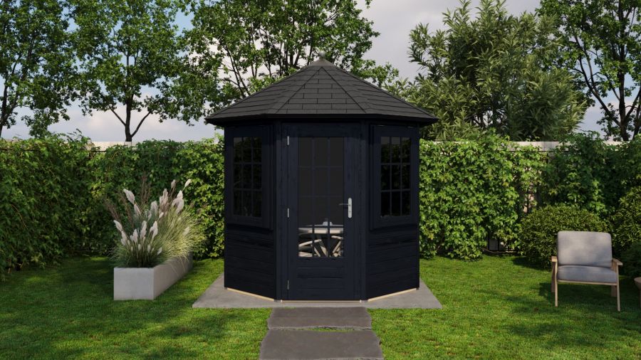 Lugarde Select Prima Zaandam tuinhuis Ø250 cm 28 mm vuren zwart geolied