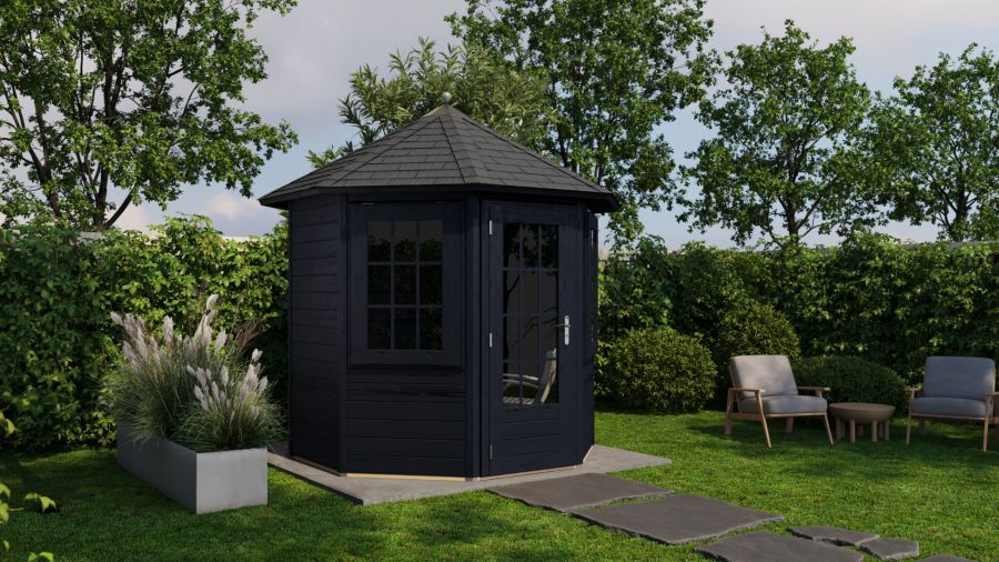 Lugarde Select Prima Zaandam tuinhuis Ø250 cm 28 mm vuren zwart geolied