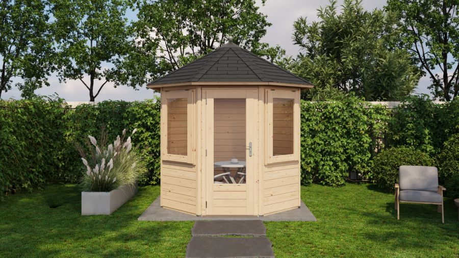 Lugarde Select Prima Venlo tuinhuis Ø250 cm 28 mm vuren blank