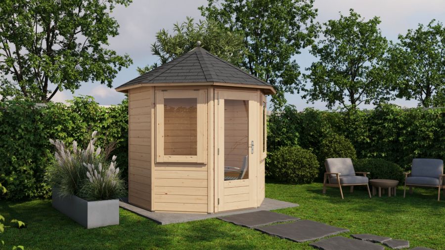 Lugarde Select Prima Venlo tuinhuis Ø250 cm 28 mm vuren blank