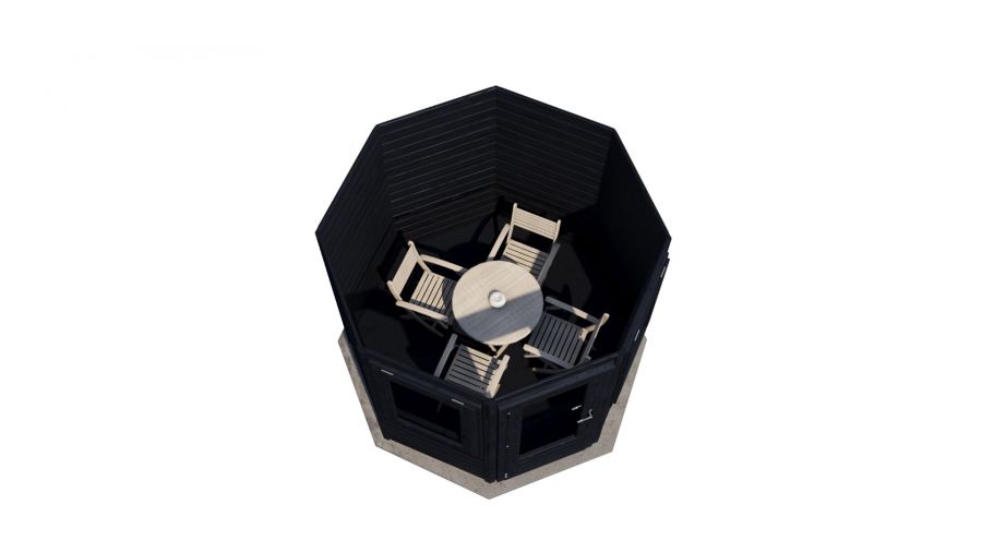 Lugarde Select Prima Venlo tuinhuis Ø250 cm 28 mm vuren zwart geolied