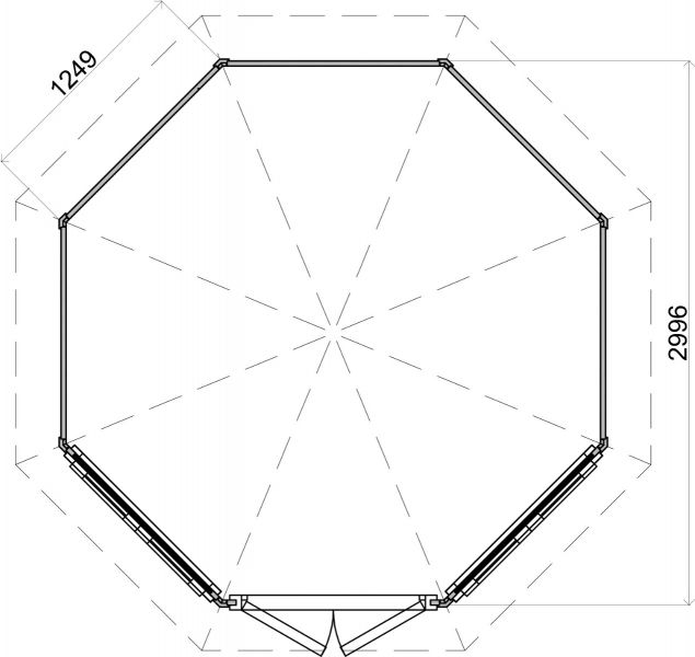 Lugarde Select Prima Drachten tuinhuis Ø300 cm 28 mm vuren blank