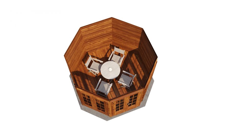 Lugarde Select Prima Drachten tuinhuis Ø300 cm 28 mm vuren bruin geolied