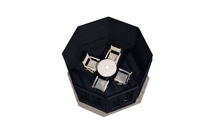 Lugarde Select Prima Drachten tuinhuis Ø300 cm 28 mm vuren zwart geolied