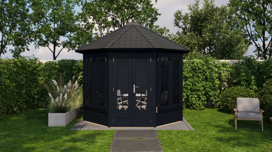 Lugarde Select Prima Drachten tuinhuis Ø300 cm 28 mm vuren zwart geolied