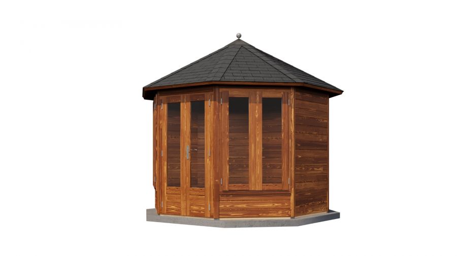 Lugarde Select Prima Hellevoetsluis tuinhuis Ø300 cm 28 mm vuren bruin geolied