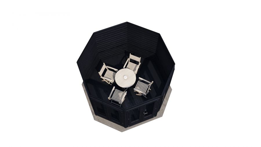 Lugarde Select Prima Hellevoetsluis tuinhuis Ø300 cm 28 mm vuren zwart geolied