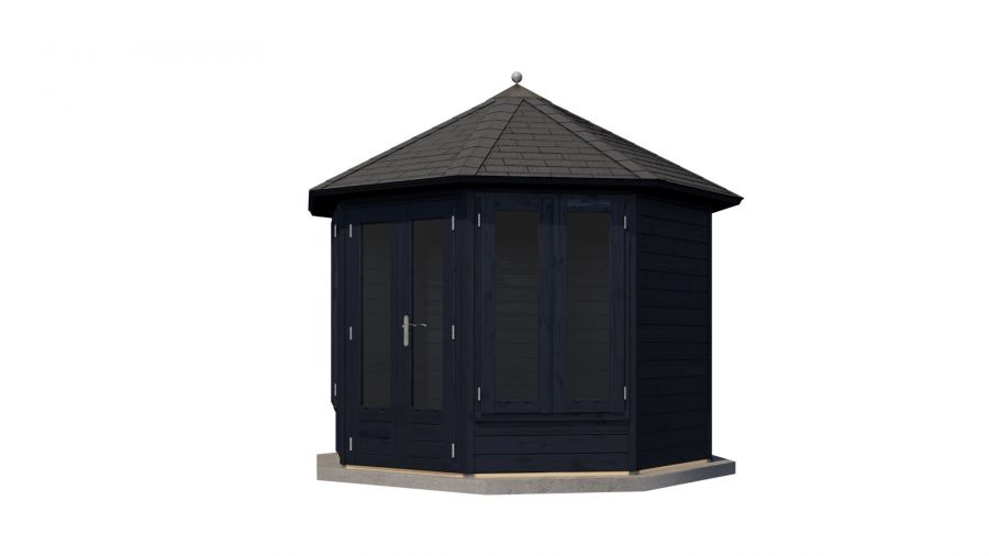 Lugarde Select Prima Hellevoetsluis tuinhuis Ø300 cm 28 mm vuren zwart geolied