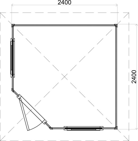 Lugarde Select Prima Leeuwarden tuinhuis 240x240 cm 28 mm vuren blank
