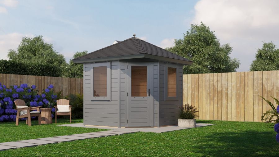 Lugarde Select Prima Leeuwarden tuinhuis 240x240 cm 28 mm vuren grijs gebeitst