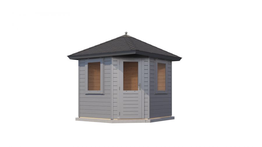 Lugarde Select Prima Leeuwarden tuinhuis 240x240 cm 28 mm vuren grijs gebeitst