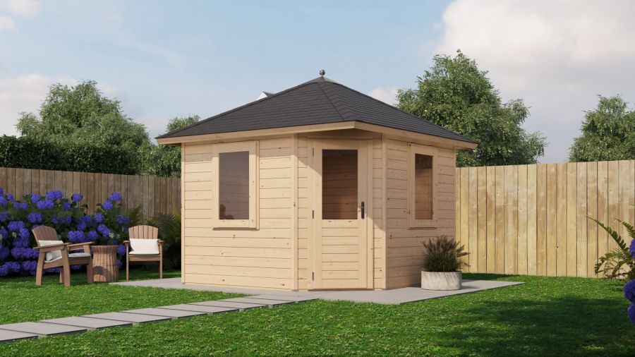 Lugarde Select Prima Nieuwegein tuinhuis 300x300 cm 44 mm vuren blank