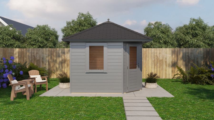 Lugarde Select Prima Maastricht tuinhuis 300x300 cm 28 mm vuren grijs gebeitst