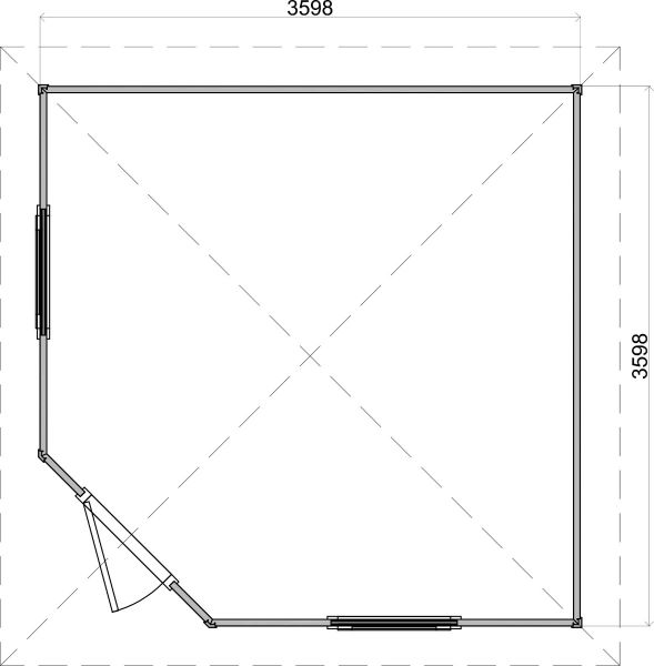 Lugarde Select Prima Purmerend tuinhuis 360x360 cm 44 mm vuren blank