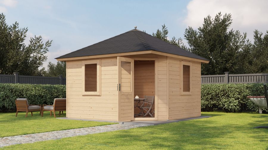 Lugarde Select Prima Purmerend tuinhuis 360x360 cm 44 mm vuren blank