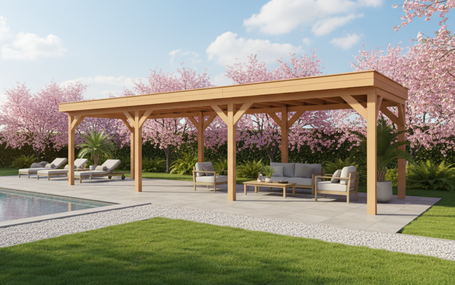 YARD Outdoor SUBLIME overkapping plat dak 900x350 cm Douglas blank