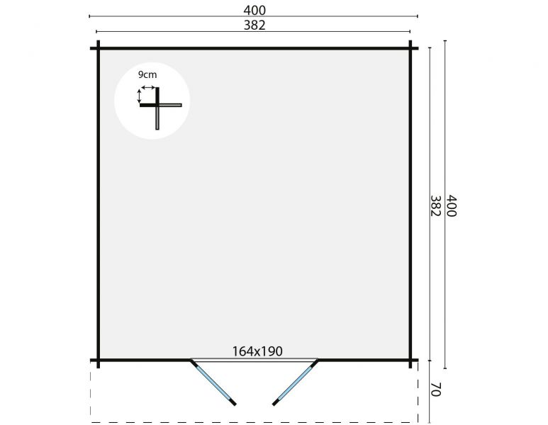 Tuindeco Torrent Blokhut 400x400 cm 34 mm vuren red class wood geïmpregneerd