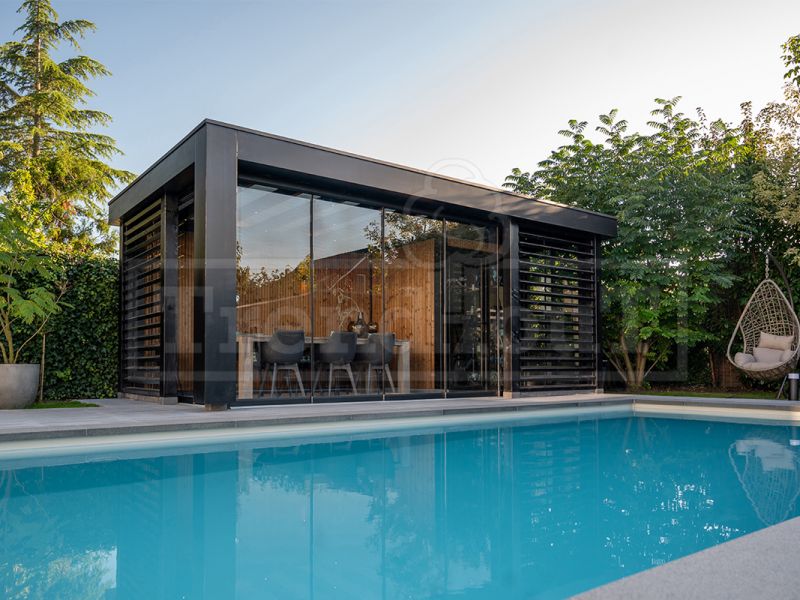 Trendhout Buitenverblijf Verona 625x335 cm - Plat dak model rechts