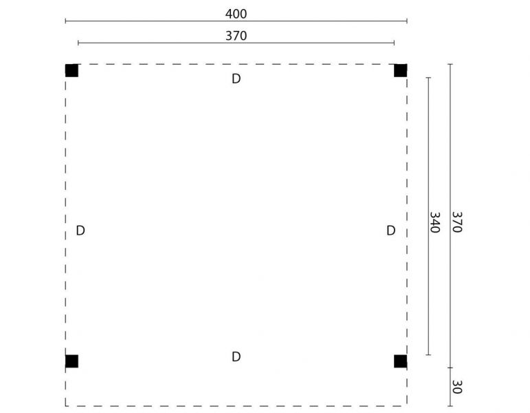 DHZ Overkapping Rijssen - Zwart 400x400 plattegrond