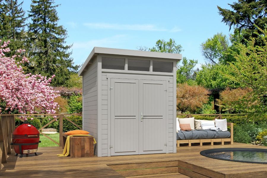 Outdoor Life Kibo Tuinhuis 200x200 cm 28 mm vuren Platinum Grey gecoat