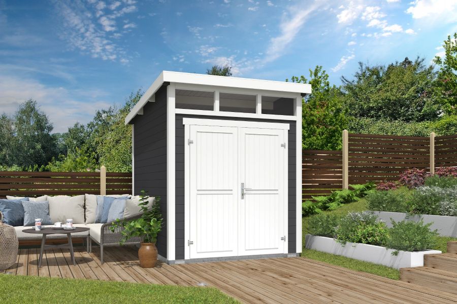 Outdoor Life Kibo Tuinhuis 200x250 cm 28 mm vuren Carbon Grey-Wit gecoat