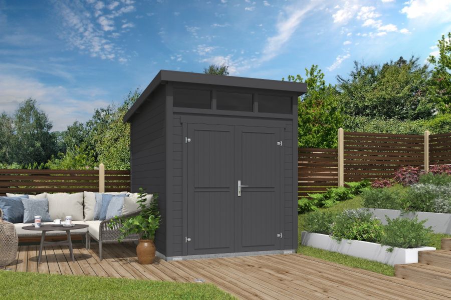 Outdoor Life Kibo Tuinhuis 200x250 cm 28 mm vuren Carbon Grey gecoat