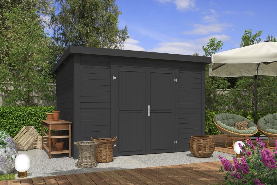 Outdoor Life Lotta Tuinhuis 300x250 cm 28 mm vuren Carbon Grey gecoat