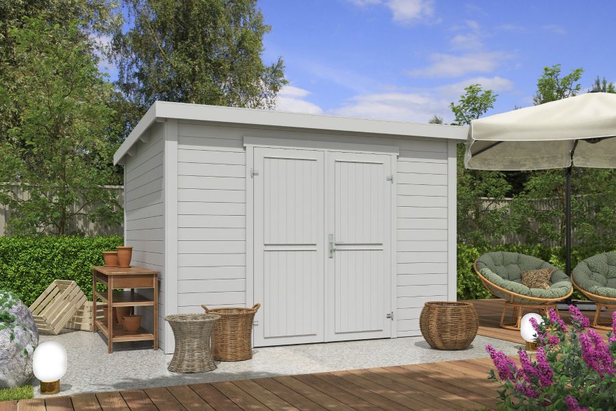 Outdoor Life Lotta Tuinhuis 300x250 cm 28 mm vuren Platinum Grey gecoat