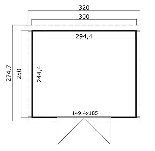 Outdoor Life Lotta Tuinhuis 300x250 cm 28 mm vuren Platinum Grey-Wit gecoat